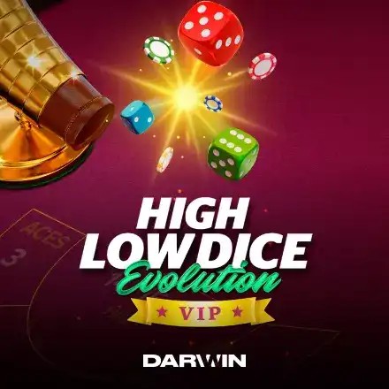 High Low Dice Evolution VIP casino game by Darwin Gaming – featured logo at SpinsofGlory Casino